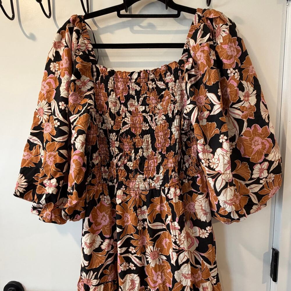 Floral Puff Sleeve Maxi Dress Dress Forum Los Angeles Ruched Bodice Womens Large